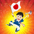 Japan Sport Fan with Flag and Horn Japan Sport Fan with Flag and Horn