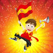 Spain Sport Fan with Flag and Horn Spain Sport Fan with Flag and Horn