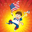 United States of America Sport Fan with Flag and Horn United States of America Sport Fan with Flag and Horn