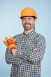 Cheerful man in helmet