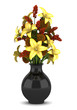 bouquet of flowers in vase isolated on white background