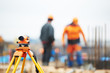 Photo: surveyor equipment level at construction site surveyor equipment level at construction site
