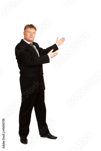 Photo: A businessman showing something A businessman showing something