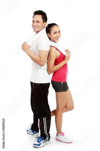 Photo: sporty woman and man sporty woman and man