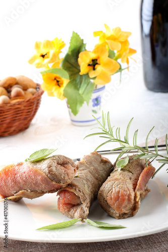 Photo: Meat rolls with salami and cheese Meat rolls with salami and cheese