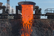 The molten steel is poured into the slag dump.