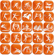 Set of orange sport icons