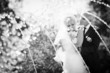 Bride and groom outdoors