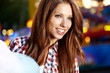 woman with candy floss in the lunapark