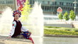 Ukrainian on the shore of the lake near the Arena. Euro-2012.
