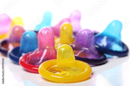 Photo: Close up of colorful condoms Close up of colorful condoms