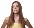 Young beautiful woman with long straight brown hair Young beautiful woman with long straight brown hair