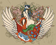 geisha with floral