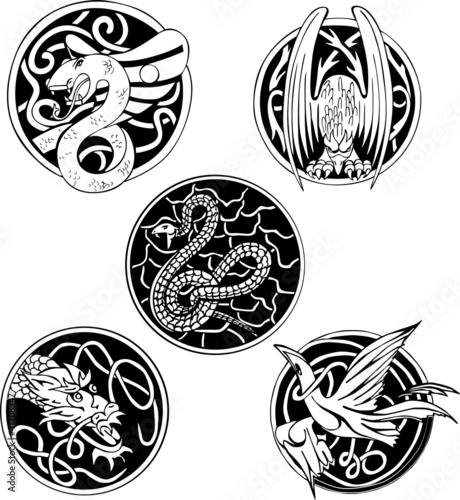 Vektor: Round animal designs Round animal designs
