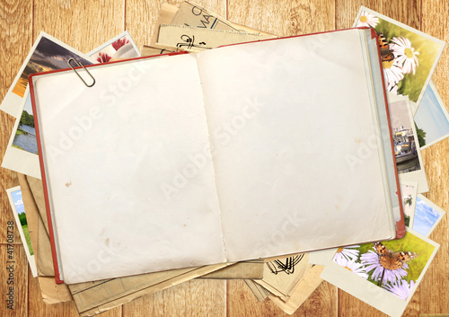 Photo: Old book and photos Old book and photos
