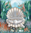 Underwater card with platinum ring and pearls Underwater card with platinum ring and pearls