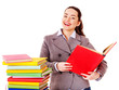 Woman holding book. Woman holding book.