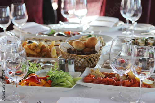 Photo: Banquet table in restaurant Banquet table in restaurant