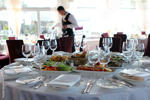 Photo: Banquet table in restaurant Banquet table in restaurant