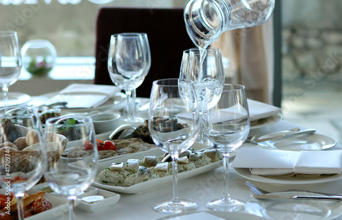 Photo: Banquet table in restaurant Banquet table in restaurant