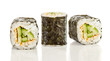 Sushi Roll (Kappa maki roll) on a white background