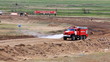 Firetruck on rally cross track Firetruck on rally cross track