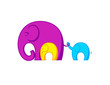 Resting Elephants family connected to each other