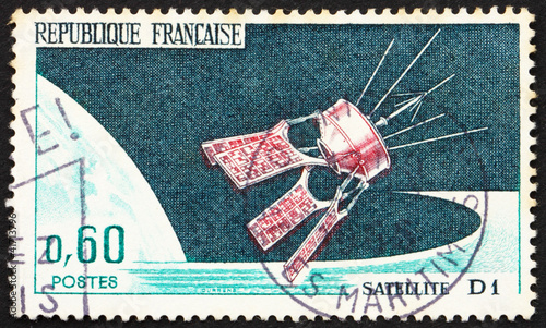 Photo: Postage stamp France 1962 Satellite D1 Postage stamp France 1962 Satellite D1