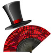 black top-hat and red fan black top-hat and red fan