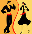 silhouette couple of  flamenco dancer