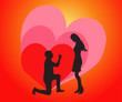 Vector: Love young couple getting engaged Love young couple getting engaged
