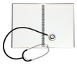 isolated notepad and stethoscope