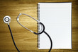 blank notebook stethoscope