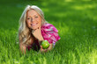 blonde on green grass