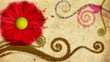 old style decorative backdrop with growing paint flowers old style decorative backdrop with growing paint flowers