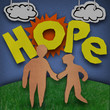 Hope Cardboard Diorama Word People Holding Hands