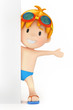 3d render of a kid and blank board