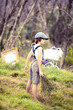 Photo: Young boy in retro clothing in woodland Young boy in retro clothing in woodland