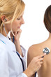 Doctor auscultating  patient by stethoscope