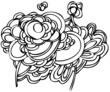 a sketch is two abstract flowering flowers