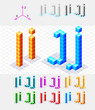 Isometric font from the cubes.Letters I and J. Vector Isometric font from the cubes.Letters I and J. Vector