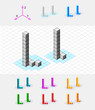 Isometric font from the cubes.Letter L. Vector Isometric font from the cubes.Letter L. Vector