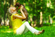 woman dachshund in her arms