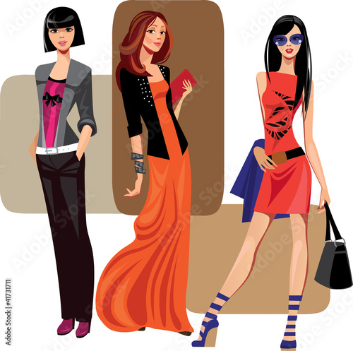 Vector: three fashion women three fashion women