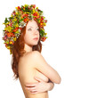 red haired naked woman with flower wreath red haired naked woman with flower wreath