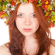 red haired woman closeup face portrait red haired woman closeup face portrait