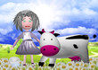 girl with a cow girl with a cow