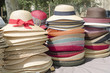 straw hats stacked on the market straw hats stacked on the market