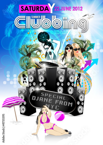 Vektor: Summer Clubbing Flyer Summer Clubbing Flyer