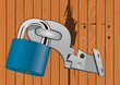 Wooden door with a broken lock